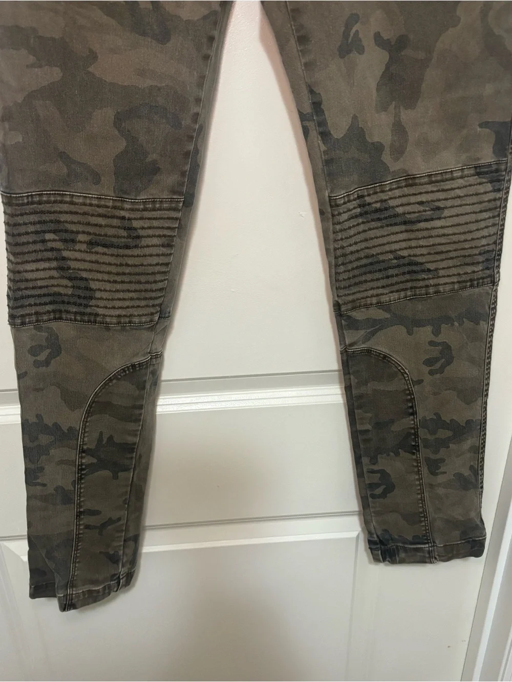 Zara Camo Moto Skinny Pants - Olive Green